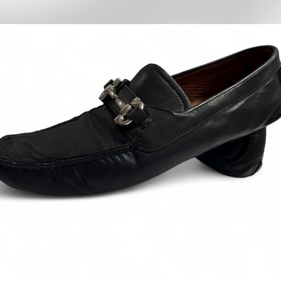 Salvatore Ferragamo Black Leather Gancini Bit Driver Loafers - Size 11 EEE Wide - Picture 3 of 16